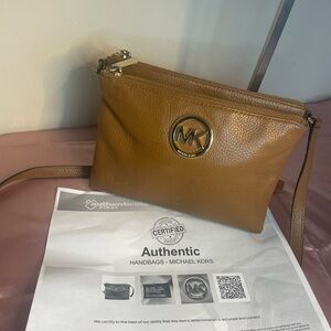 Authentic Michael Kors #060NCOA  Brown Crossbody Fulton